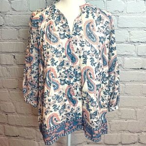 Madewell Paisley Blue White & Pink Tunic
